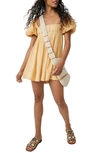 Free People Marina Tie Back Cotton Crinkle Babydoll Dress In Mystic Gold