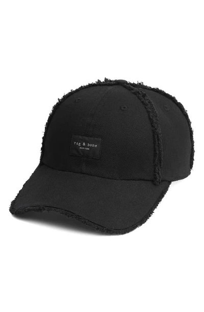 Rag & Bone Addison Frayed Canvas Baseball Cap In Black