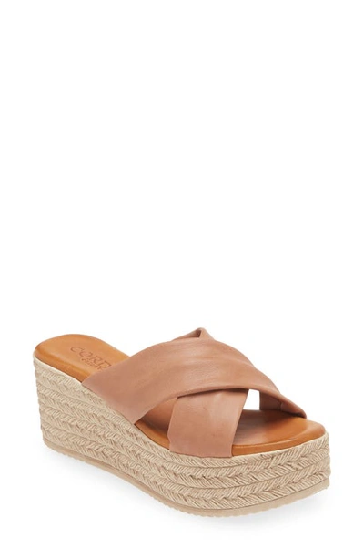 Cordani Bella Espadrille Wedge Sandal In Camel Leather