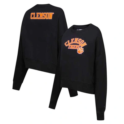 Post Black Clemson Tigers Classic 3-hit Pullover Sweatshirt