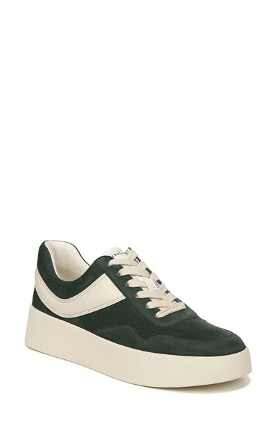 Vince Warren Mixed Leather Court Sneakers In Evergreen