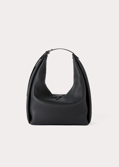 Totême Belt Pebble-grain Leather Hobo Bag In Black Grain