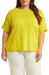 Eileen Fisher Linen T-shirt In Yellow