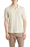 Nn07 Ryan 6311 Cotton & Linen Johnny Collar Polo In Oat