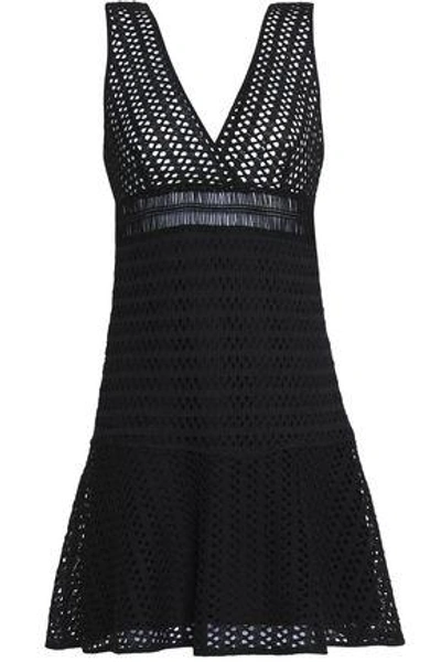 Sandro Woman Paola Crochet-knit Mini Dress Black