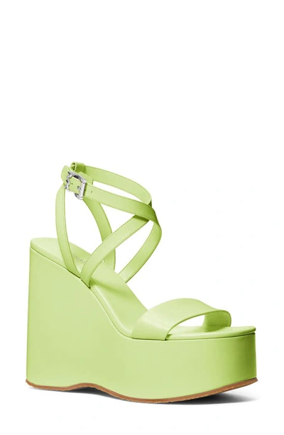 Michael Michael Kors Women's Paola 125mm Leather Wedge Sandals In Limeade