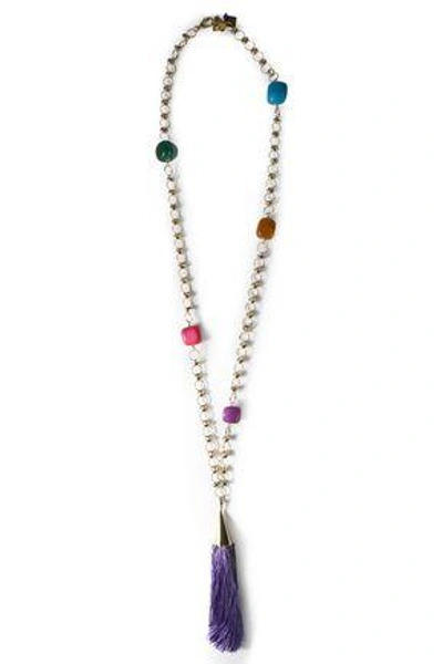 Rosantica Woman Gold-tone Stone Tasseled Necklace Violet