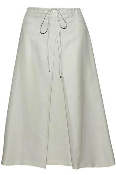 Jil Sander Pleated Cotton Skirt In Grey Green