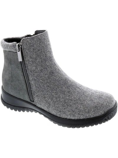 Drew Kool Womens Leather Wedge Ankle Boots In Grey
