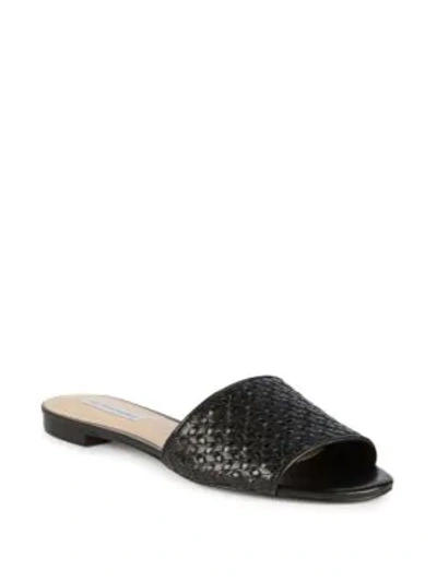 Saks Fifth Avenue Woven Leather Slides In Nocolor