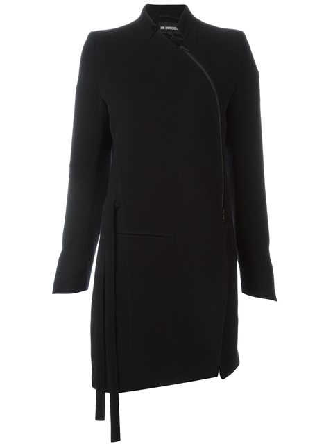 Ann Demeulemeester Asymmetrical Zipper Coat | ModeSens