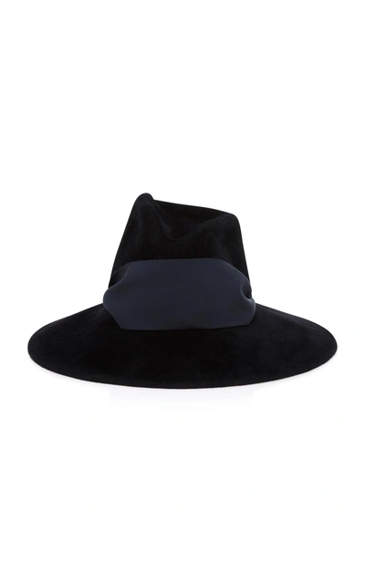 Gigi Burris Drake Rabbit Fur Felt Fedora Hat In Black