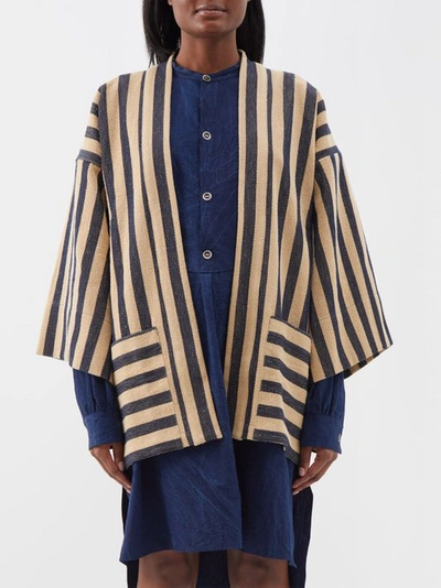Fortela Dali Striped Cotton-blend Jacket In Blu