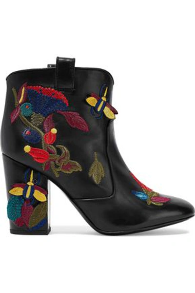 Laurence Dacade Woman Embroidered Leather Ankle Boots Black