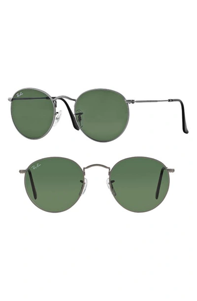 Ray Ban Icons 53mm Retro Sunglasses In Gun/ Green Solid