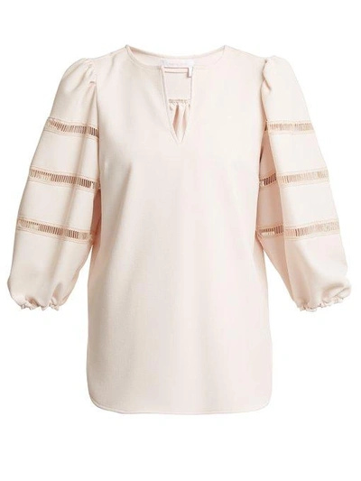 See By Chloé Lace-trimmed Crepe Top In Nude