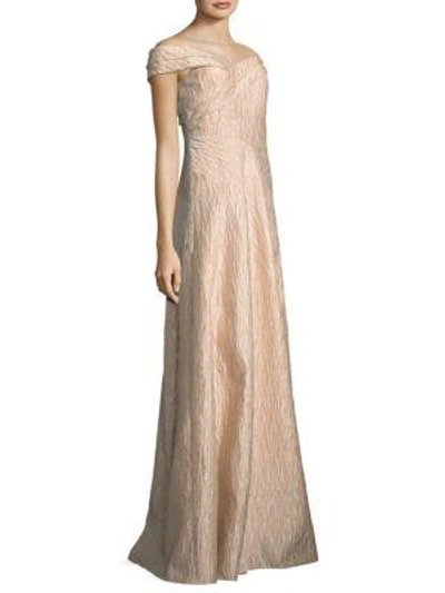 Adrianna Papell Off-the-shoulder Gown In Light Mink