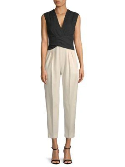 Max Mara Apice Wrap-effect Pleated Chiffon And Crepe Jumpsuit In Black