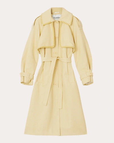Rodebjer Storm-flap Gabardine Trench Coat In Yellow