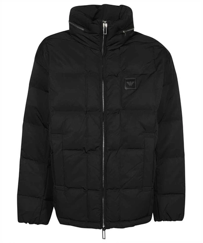 Emporio Armani Full Zip Down Jacket In Black