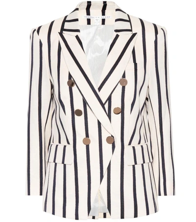 Veronica Beard Empire Striped One-button Dickey Jacket In White
