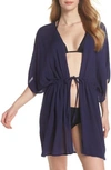 Echo Open Front Cover-up Caftan In Navy