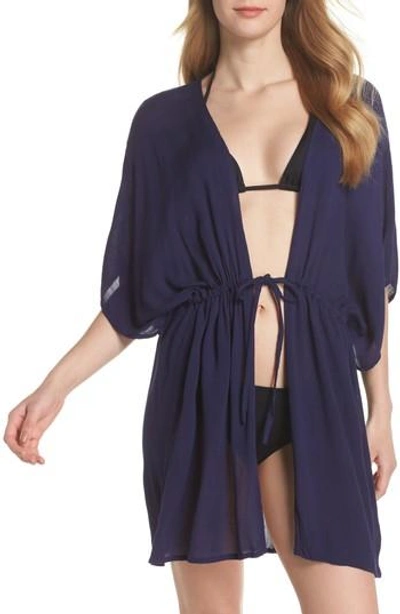 Echo Open Front Cover-up Caftan In Navy