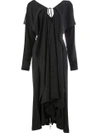 Yohji Yamamoto Open Back Wool Dress In Black