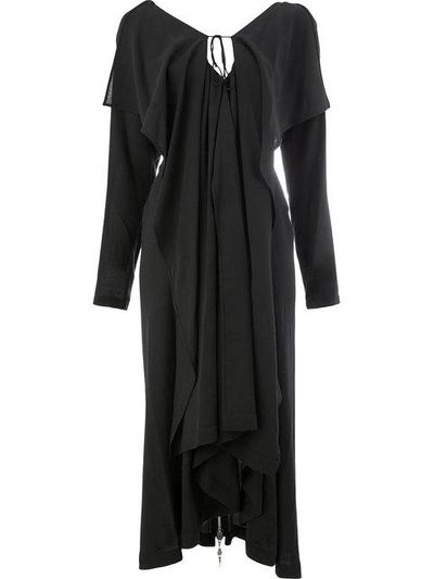 Yohji Yamamoto Open Back Wool Dress In Black