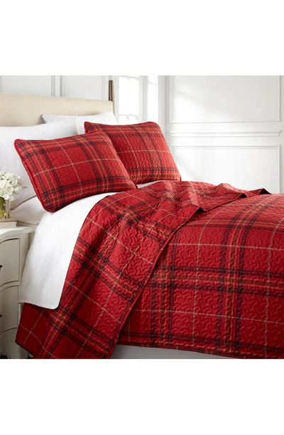 Southshore Fine Linens Plaid Collection- Luxury Premium Oversized Quilt Set In Red