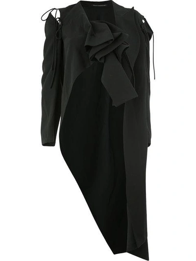 Yohji Yamamoto Asymmetric Ruffle Jacket - Black