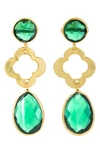 Saachi Quatrefoil Stone Drop Earrings In Emerald Green