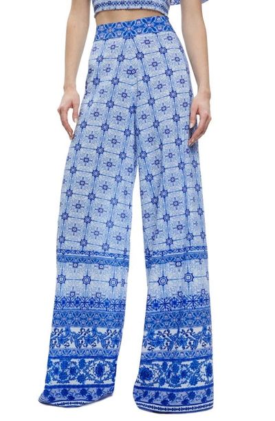 Alice And Olivia Athena Wide-leg Trousers In Greek Tile