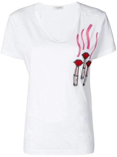 Valentino Lipstick Embroidered T-shirt