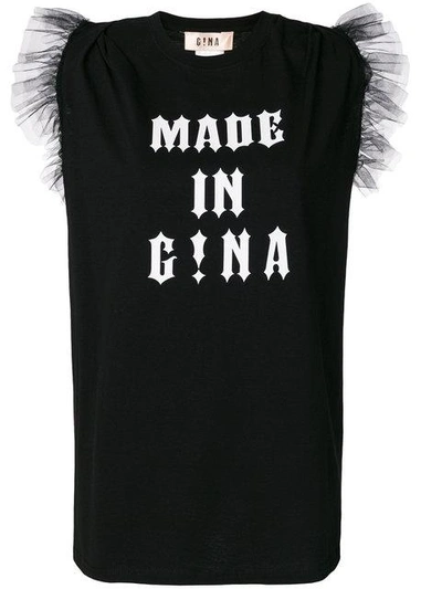 Gina Tulle Detail T-shirt - Black