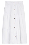 Standards & Practices Denim Maxi Peasant Skirt In Off White