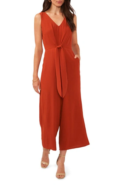 Vince Camuto Tie Front Wide Leg Jumpsuit In Orange