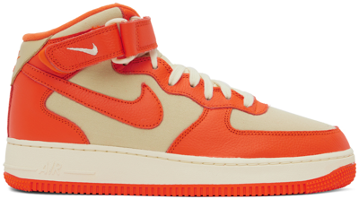 Nike Orange & Khaki Air Force 1 '07 Lx Nbhd Sneakers In Team Gold/safety Ora