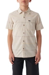 O'neill Kids' Seafaring Stripe Short Sleeve Button-up Shirt In Light Khaki