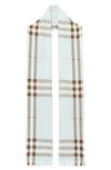 Burberry Check Silk And Cashmere Scarf In Pale Blue