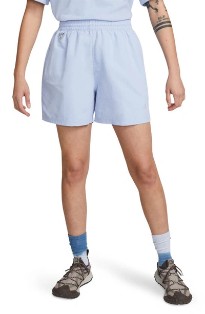 Nike Acg High Waist Nylon Shorts In Blue