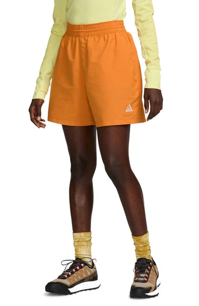Nike Acg High Waist Nylon Shorts In Orange