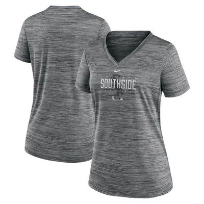 Nike Gray Chicago White Sox City Connect Velocity Practice Performance V-neck T-shirt