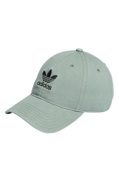 Adidas Originals Relaxed Baseball Cap In Silver Green/ Black