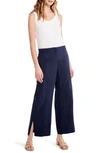 Nic + Zoe Rumba Park Slit Hem Linen Blend Wide Leg Pants In Dark Indigo