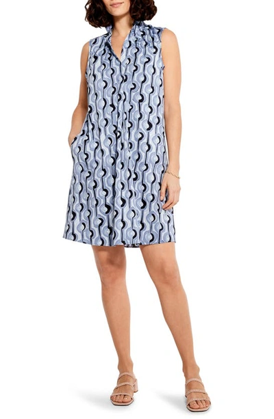Nic + Zoe Painted Clouds Zest Sleeveless Woven Shift Dress In Blue Multi