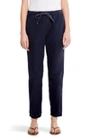 Nic + Zoe Relaxed Cotton Poplin Drawstring Pants In Dark Indigo