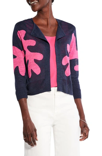 Nic + Zoe Cutout Crush Open Front Cardigan In Blue