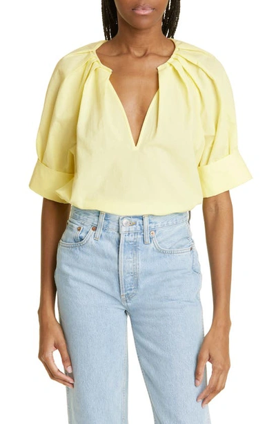 A.l.c Carey Pleat Poplin Top In Canary