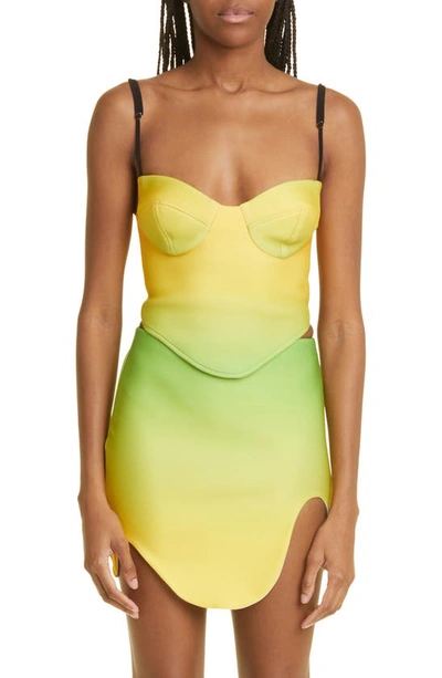 Sammy B Corset Detail Top In Yellow Green Ombre